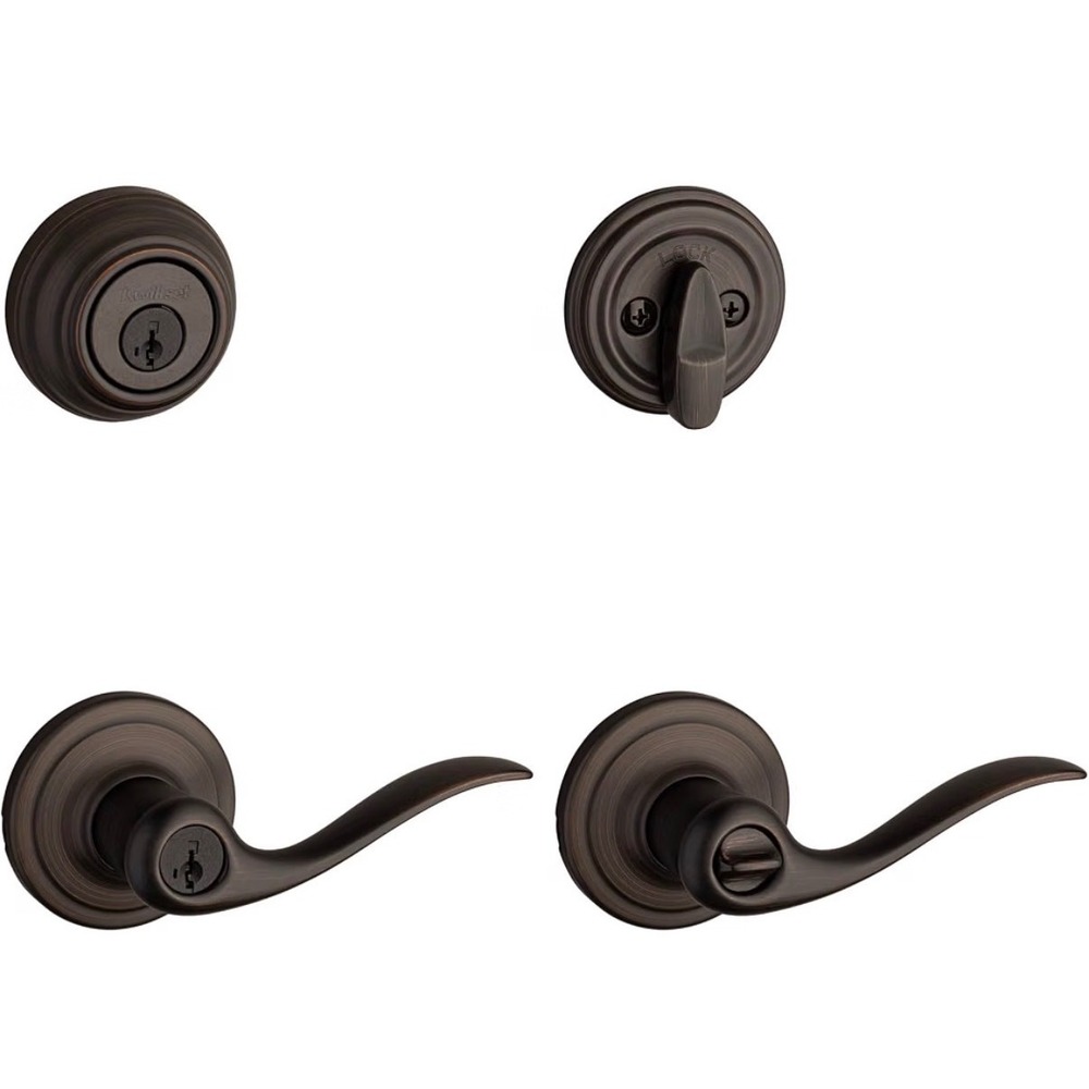 Kwikset Venetian Bronze Entry Door Lever and Deadbolt Combo Set Oil Rubbed